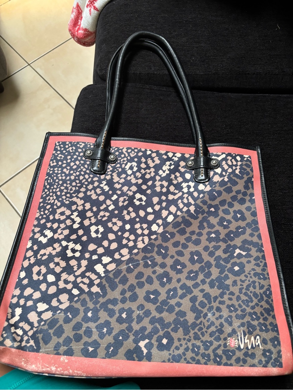 Leopard-Print Canvas Tote in Pink and Black